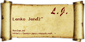 Lenko Jenő névjegykártya